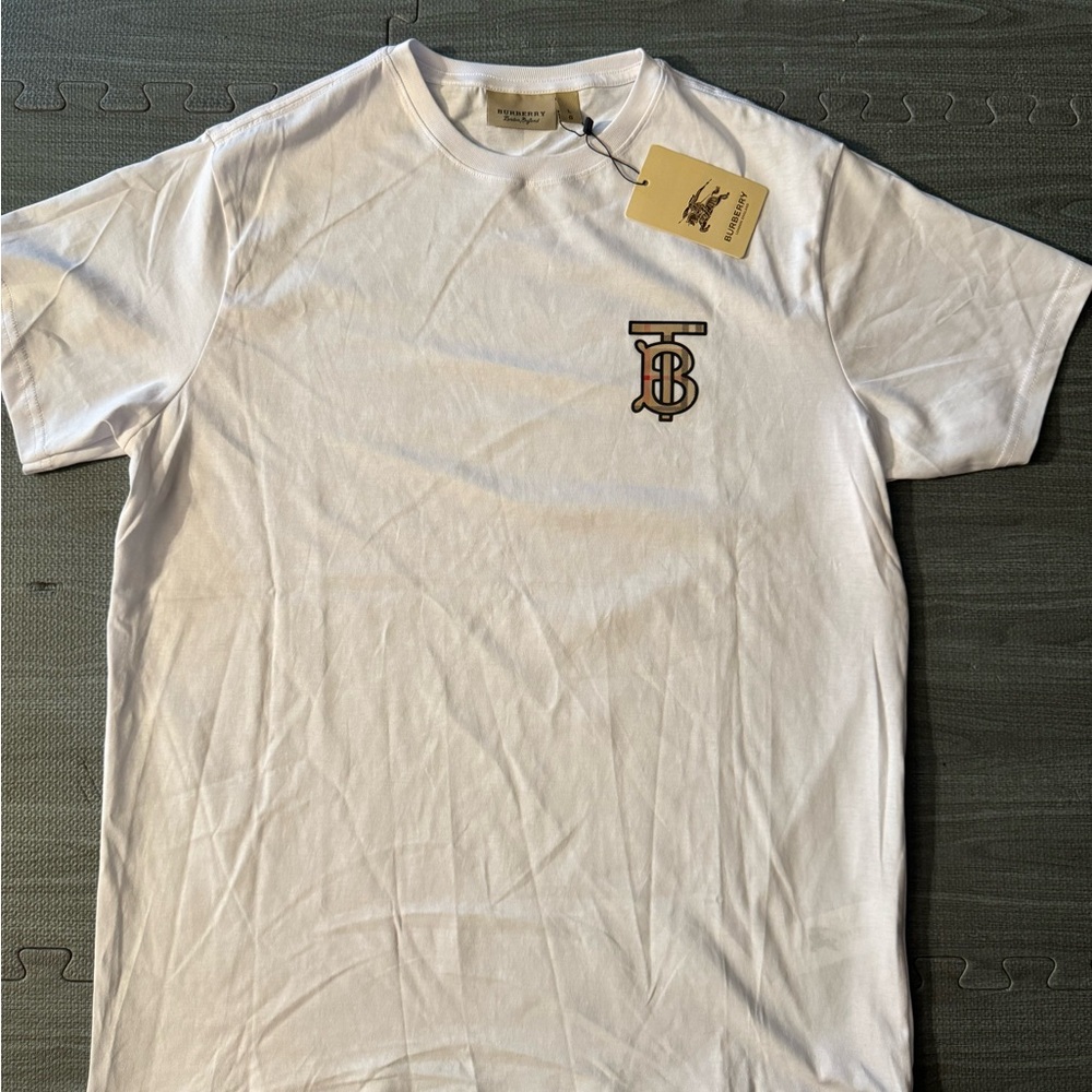 Burberry White Short Sleeve Tee with Logo